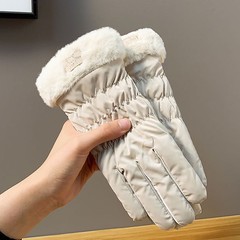 跨境新款秋冬季时尚保暖手套加绒开车可触屏防滑防水水晶绒手套