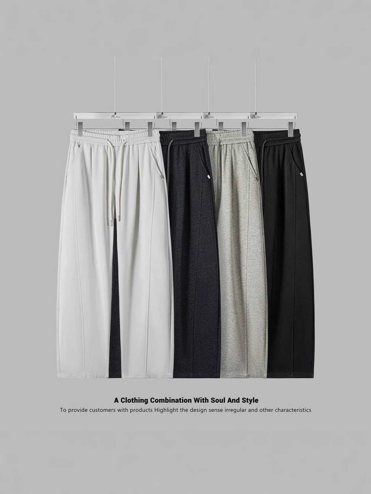 Spring sports trousers, spring 2026 collection, loose fit, simple and elegant design, 280 gram