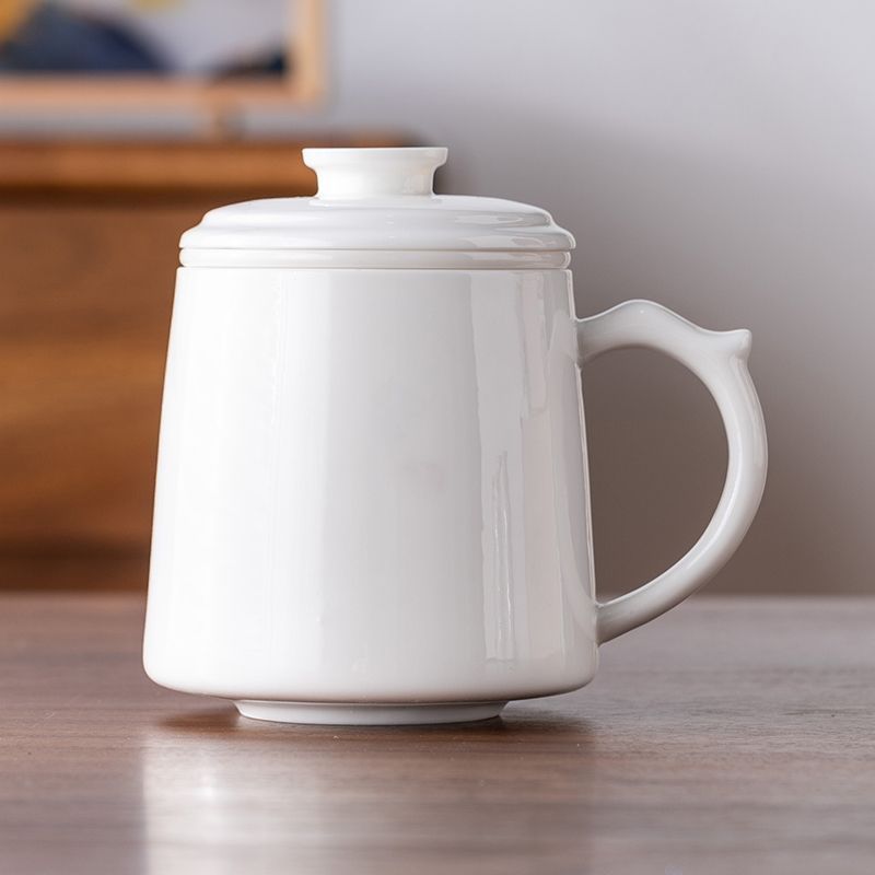 羊脂玉茶杯陶磁器茶水分離オフィスカップ国潮文創水杯会社年次総会ビジネスお土産|undefined