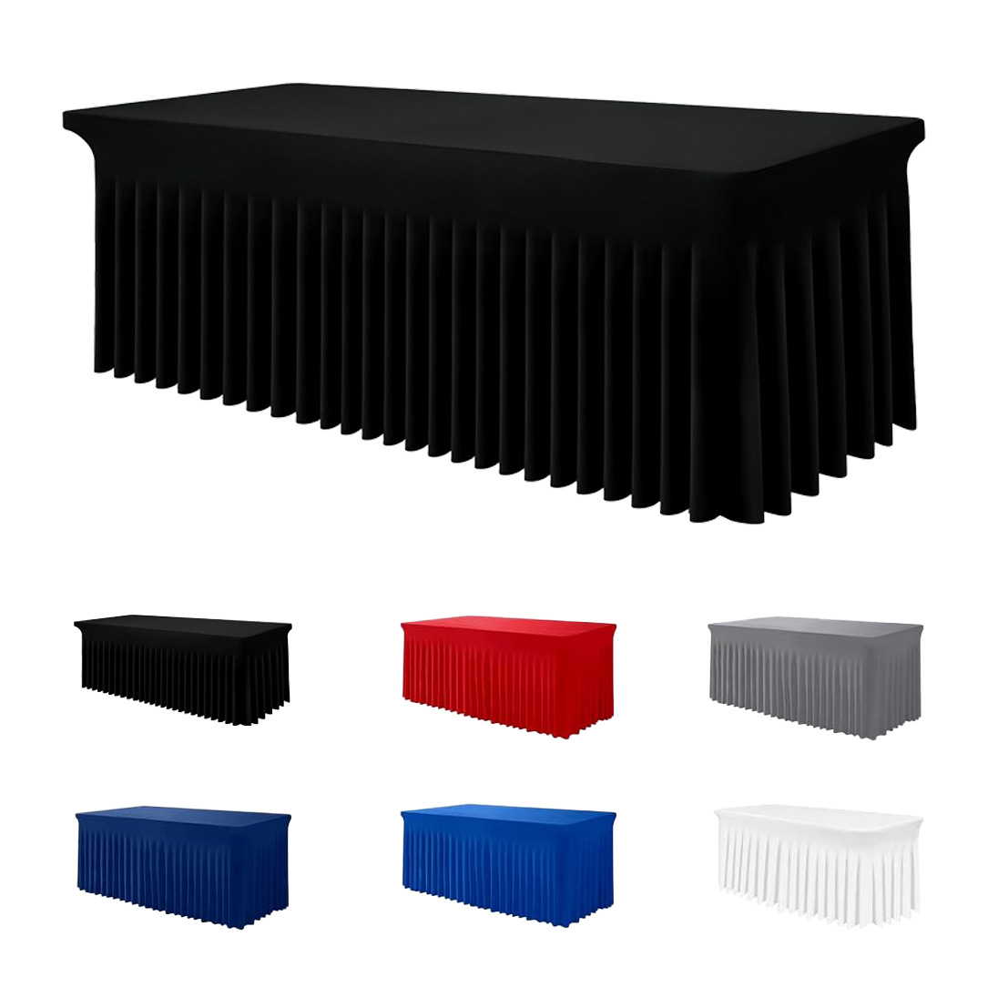 Mantel de spandex de seda de leche mantel elástico ajustado elástico de 1,8 m mantel lavable rectangular falda de mesa de banquete al aire libre