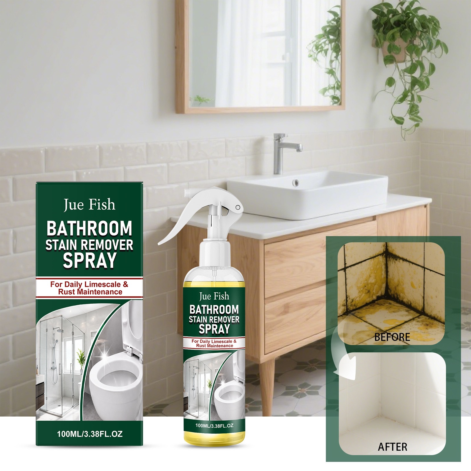 Limpiador de Baño en Spray Desincrustante para Azulejos y Vidrio