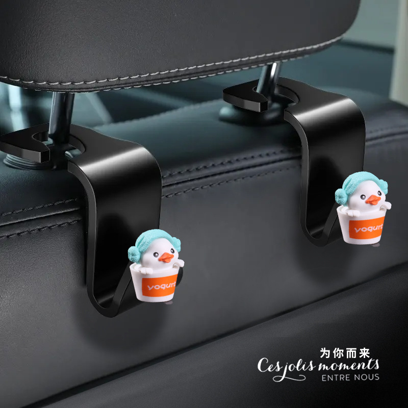 Gancho de coche de dibujos animados, respaldo de silla de coche, asiento trasero, gancho multifuncional, colgante oculto creativo, gancho pequeño