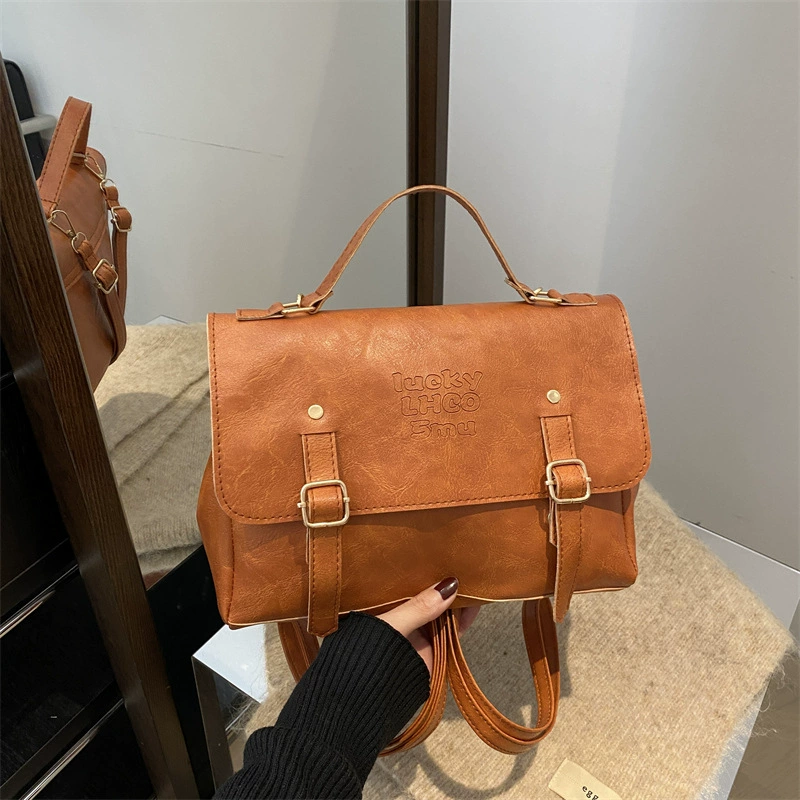 Backpack, demi-season retro capacious shoulder bag