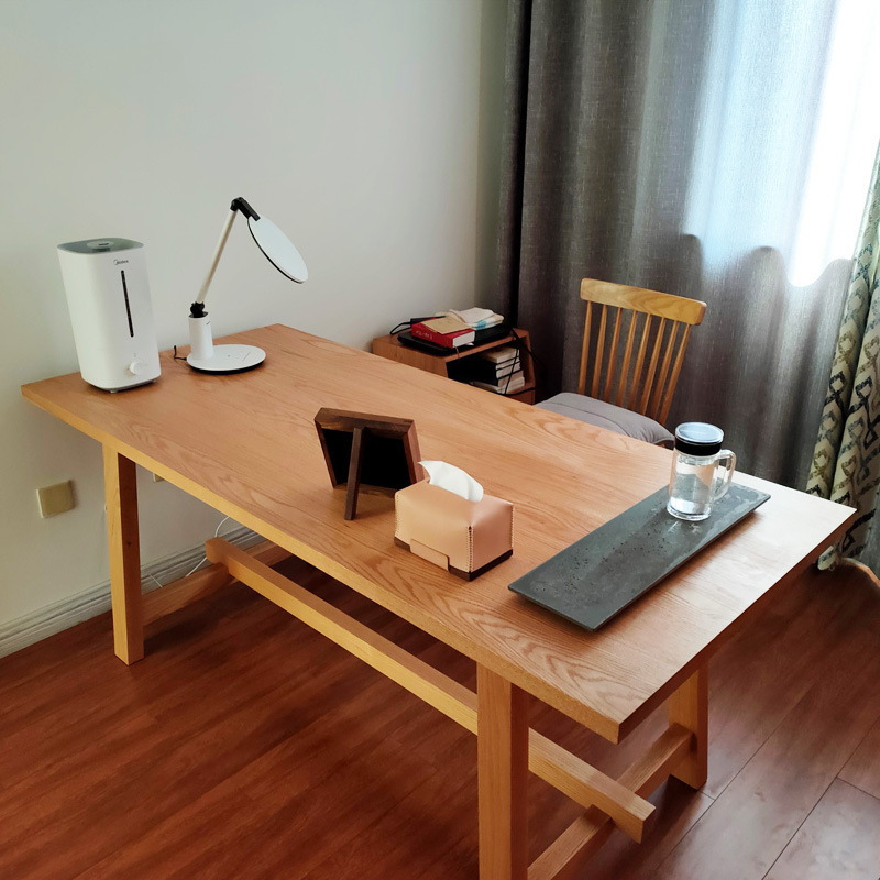 北欧简约办公桌实木家用书房工作室工作台书桌日式原木四人餐桌
