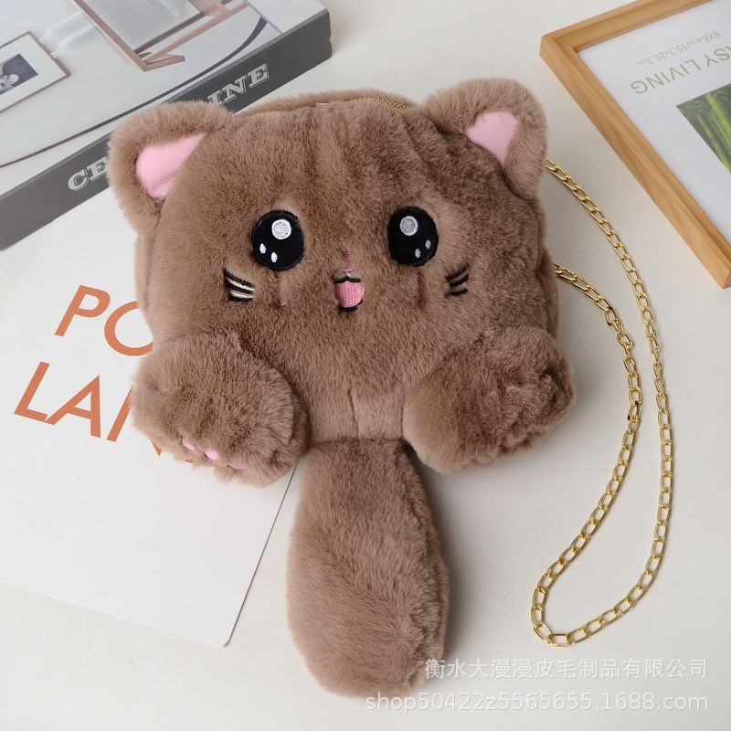 2020 Red Red Red New Korean Fashion Pussycat Bag Lovely Soft Moe Fashion Academy Wind Fluffy Pussycat Bag Mujer marea image 13