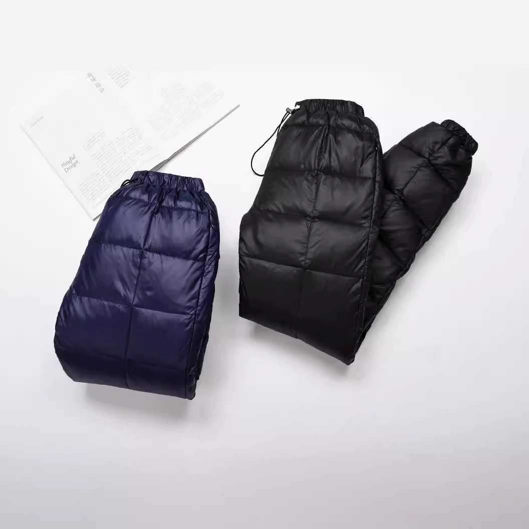 039 зимние утолщенные легкие пуховые брюки с высокой талией для мужчин и женщин среднего и пожилого возраста, одежда очень большого размера, свободные