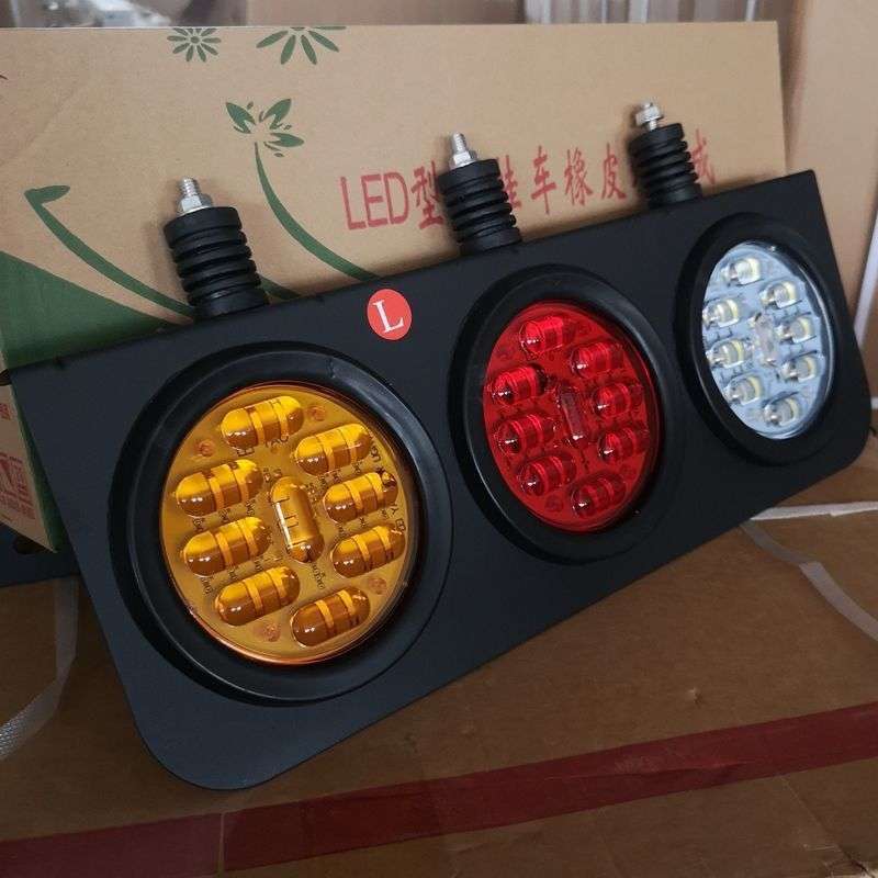 Round 24V Trailer Tail Light, Led Rear Light with Turn Signal, Brake, and Reverse Functions, Super Bright, Waterproof, Universal Type