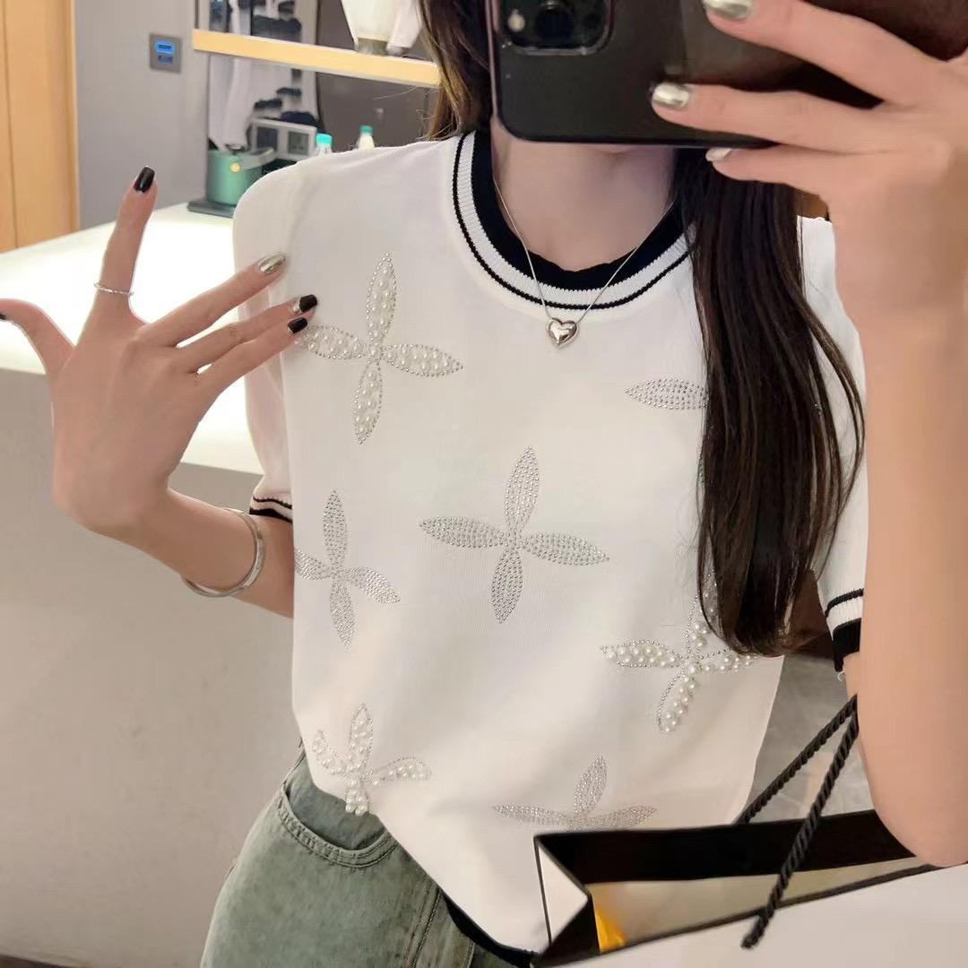 White Knit Short Sleeve Top 1