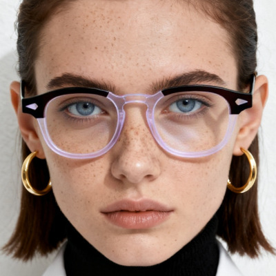 98065跨境手工板材日系瑪士高眼鏡框眉毛拼色時尚柳釘深圳眼鏡架