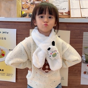 Cute Children's Scarf Autumn and Winter Windproof Warm Girls' Parent-Child Scarf Cute Baby's Plush Neck Set Boys Student