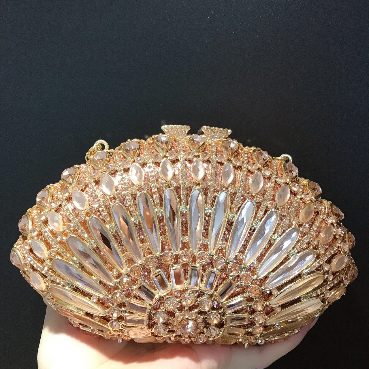 Bolsas de banquete de diamantes de Europa y América bolsas de mano de vidrio tipo bolsas de conchas bolsas de metal transfronterizas bolsas de mujer