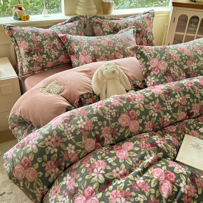 Invierno flor de leche de invierno cubierta de edredón 150x200 invierno flange coral cubierta de edredón individual más edredón