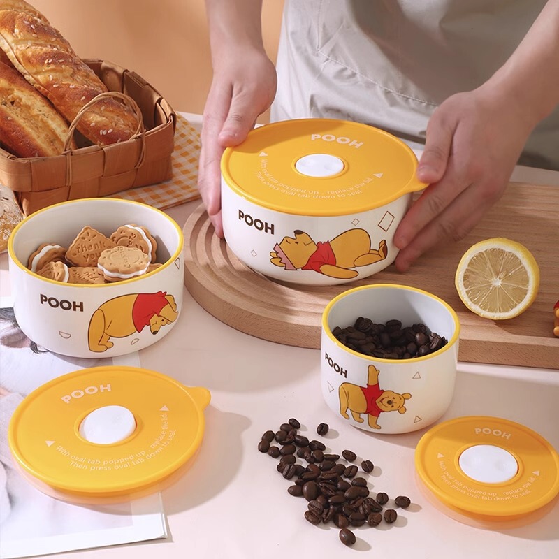 Winnie the Poole Genuine Rice Bowl Office Ceramic Bowl Bento Bowl Dining Bowl Cute Noodle Bowl Niche Household Tableware