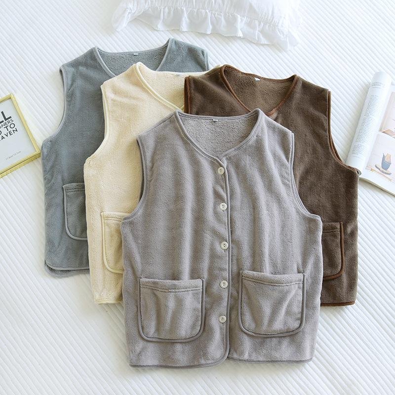 Flannel top women's fur vest autumn and winter outer wear pajamas home wear top vest coat winter underwear