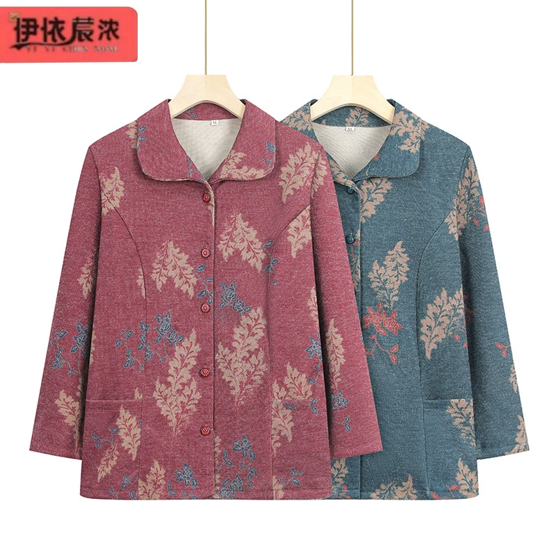 Весна Новое тонкое пальто для бабушки 2024 старых женщин Весна и осень рубашка кардиган Топ для старых женщин