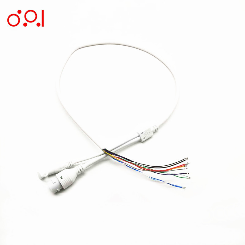11芯POE尾线  RJ45网络摄像机48V转12V外置尾线 白色POE网口线