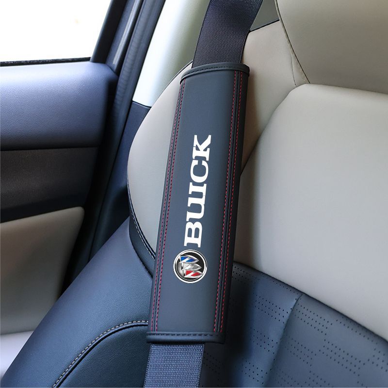 Seat belt shoulder pad – Universal Leather Car - buick-black-red-line-shoulder-pad-single-piece