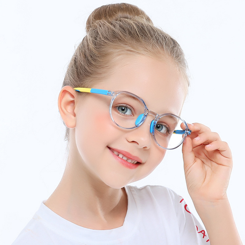 2231 Lightweight, Soft, and Comfortable TR90 Cute Kids' Anti-Blue Light Glasses – Stylish Silicone Polygonal Plain-Lens Eyewear for Children