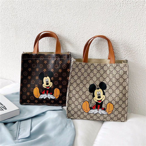 Work handbag Internet celebrity bag women's new large-capacity tote bag fashionable open presbyopic Mickey pattern square bag