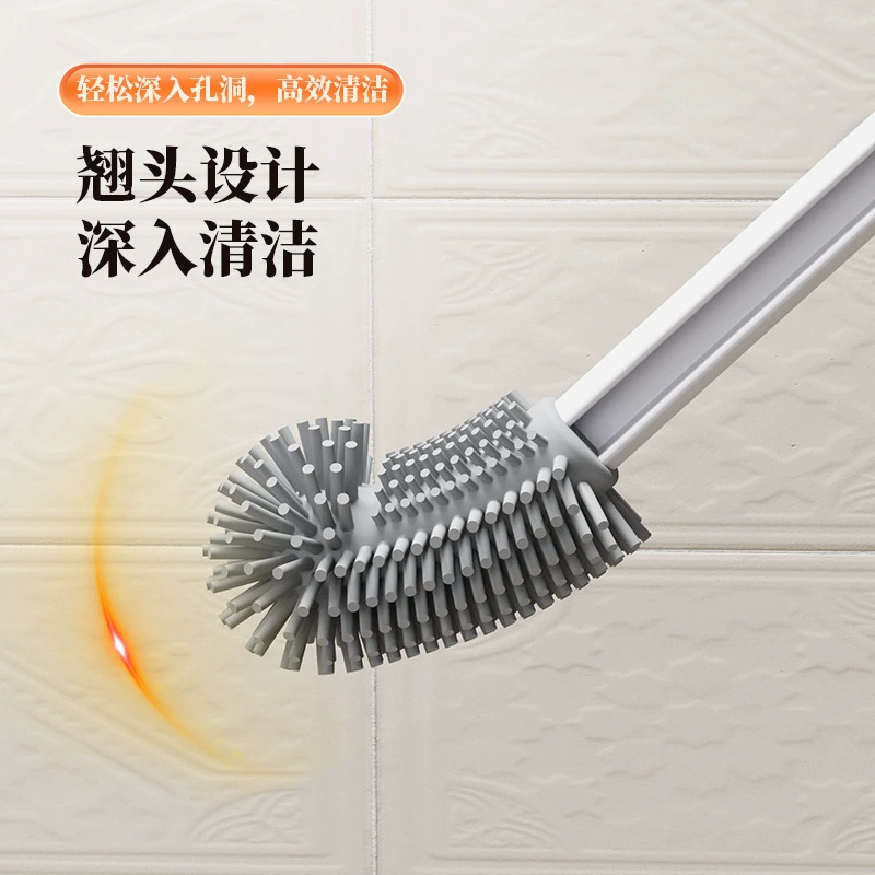 Новая силиконовая щетка для унитаза с изогнутой ручкой, без слепых зон, длинная ручка, оптом в наличии