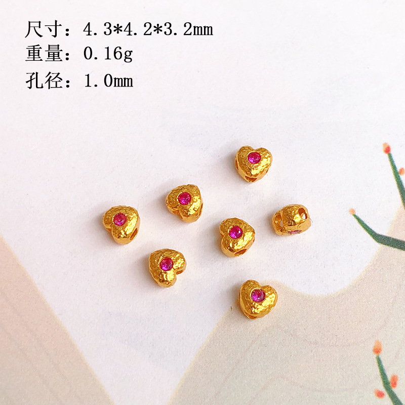 S925 Silver Gold Plated with Diamond Spacer Love Lion Dance Bead Bracelet Accessories Diy Accessories Semi-finished Products