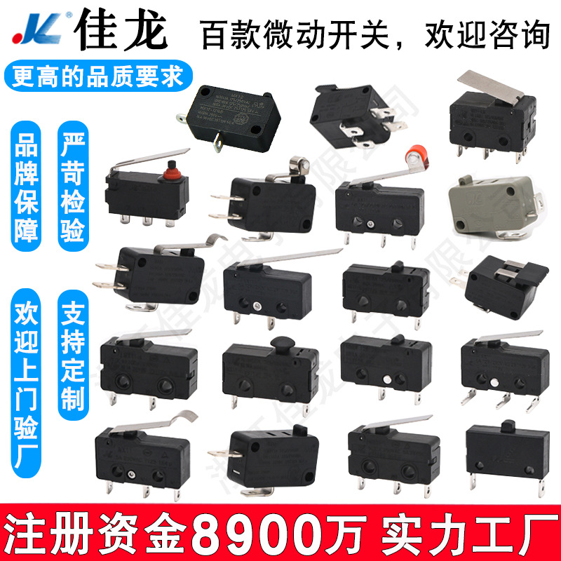 Customized Jialong Small and Medium-Sized Waterproof Micro Switch 3-Pin 2-Pin with Roller Rice Cooker Water Heater Touch Switch