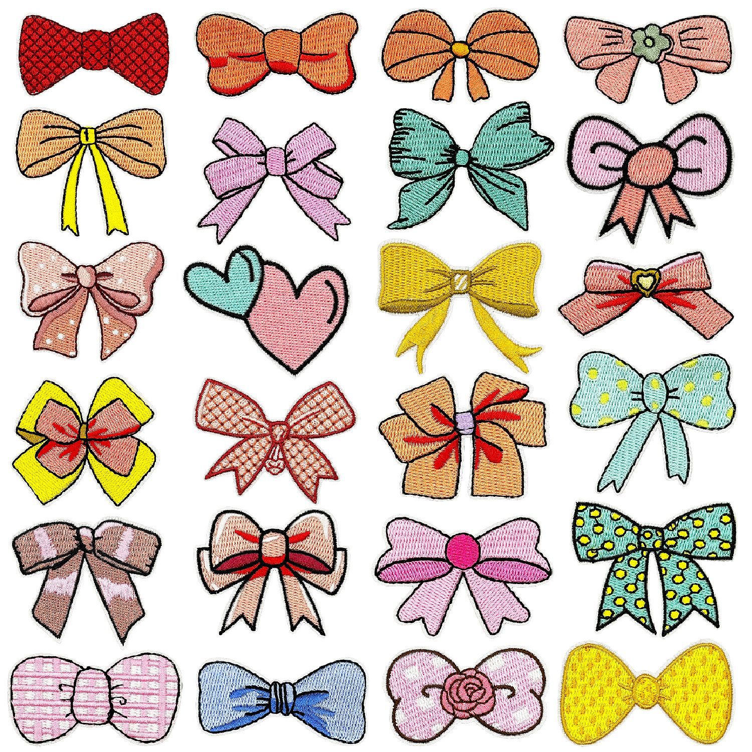 百搭彩色蝴蝶结刺绣布贴 DIY补丁贴帽子包包装饰电脑绣花章套装