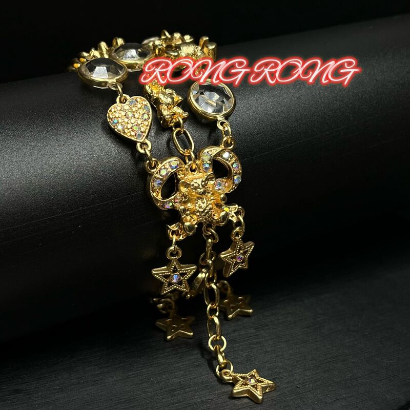 Middle American KF Flash Diamond Crystal Love Star Dream Teddy Bear Multi-layer Bracelet Sweet Cute Middle Ancient Jewelry