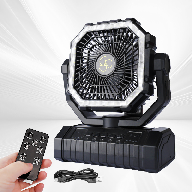 Ventilador para Cámping con Luz con Control Remoto, Silencioso y Recargable para Exteriores