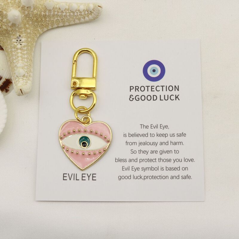 Cross-Border Hot Selling Protection Good Luck English Good Luck Card Blue Evil Eye Keychain Pendant