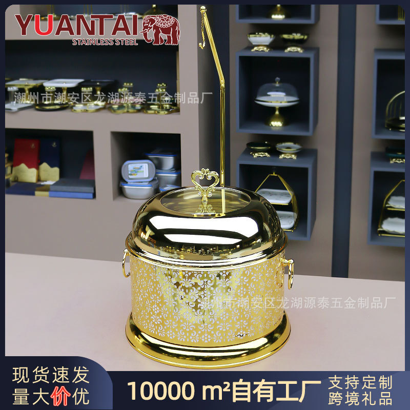 新款跨境不锈钢金色吊挂餐炉酒店自助餐炉 hanging chafing dish|undefined