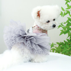 現物クロスボーダー爆金ペット子犬猫服源工場春秋薄手のウェディングドレス付きスカート代発
