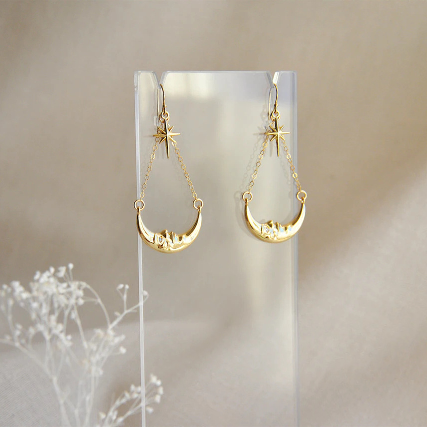 Simple Style Streetwear Star Moon Alloy Wholesale Earrings Necklace display picture 3