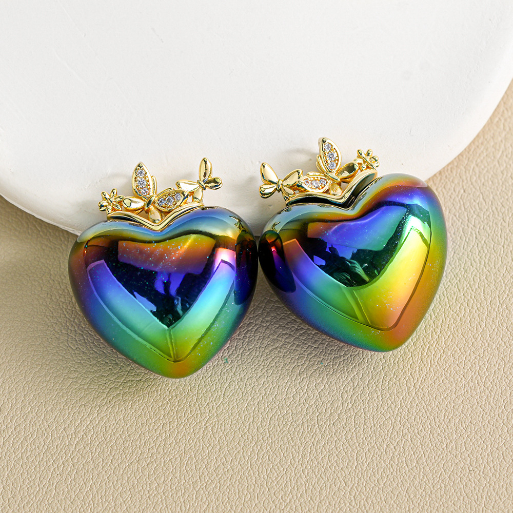Colgante de Corazón con Brillantina de Heidi, Pin de Sombrero con Forma de Mariposa, Colgante de Corazón para Llavero, Cadena para Teléfono, Accesorios al por Mayor