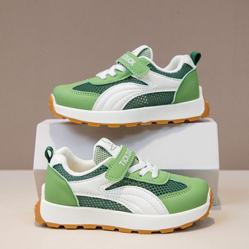 Children's sports shoes mesh breathable 2025 spring and autumn new student campus casual mesh Velcro Forrest shoes