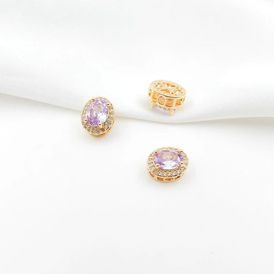 Micro-Paved Zircon Round Square Four-Leaf Zərgərlik ara hissələri - style-13-purple-zirconium-9511mm-gold