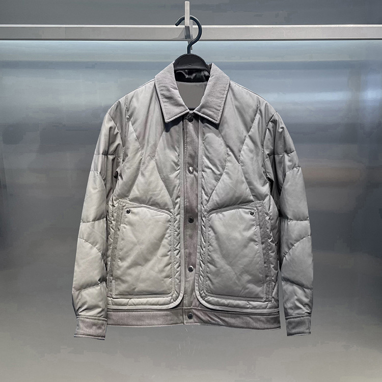 Original Design 2025 Autumn New Lightweight down Jacket Short Shirt Collar Workwear Patchwork Jacket for Men