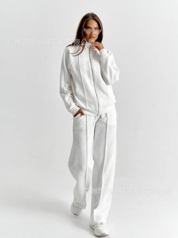 欧美休闲套装美式秋冬开衫运动女装时尚街头风长袖外套长裤两件套|undefined