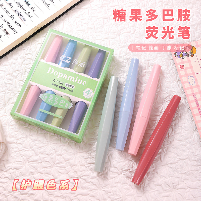 Resaltador de dopamina de color caramelo, resaltador de lápiz labial creativo, marcador de aula para estudiantes, bolígrafo de mano de color al por mayor