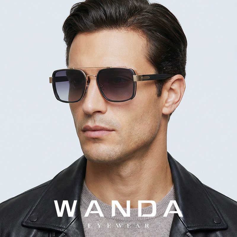 Gafas de sol polarizadas clásicas y modernas de doble haz S15106 para hombre, protección solar para exteriores, fotografía callejera, gafas de sol para conducir para mujer