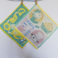 出口长绒棉无捻纱刺绣11猫高奢小方巾童巾擦手巾色织提花纱布毛圈