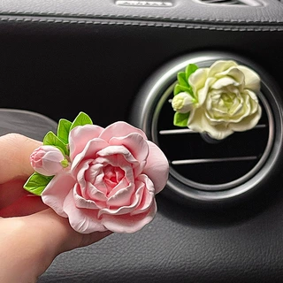 茉莉花车载香薰汽车空调出风口装饰扩香石香氛花朵车内饰品摆件女