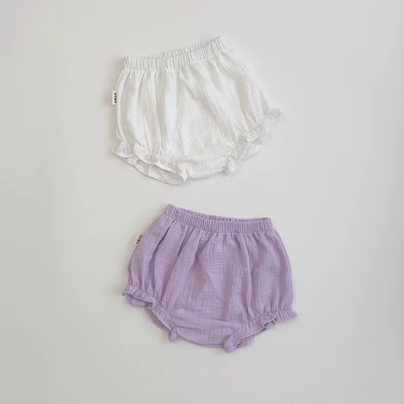 Lace-Trimmed Shorts, Large Pp Pants for Outerwear, Pure Cotton Baby Girl Pants, Summer Clothing, Bloomers for 6-12 Months, 1 Year Old