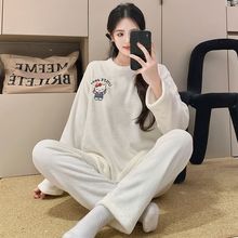 小红书网红直播珊瑚绒新款睡衣女生秋冬季法兰绒套头家居服套装