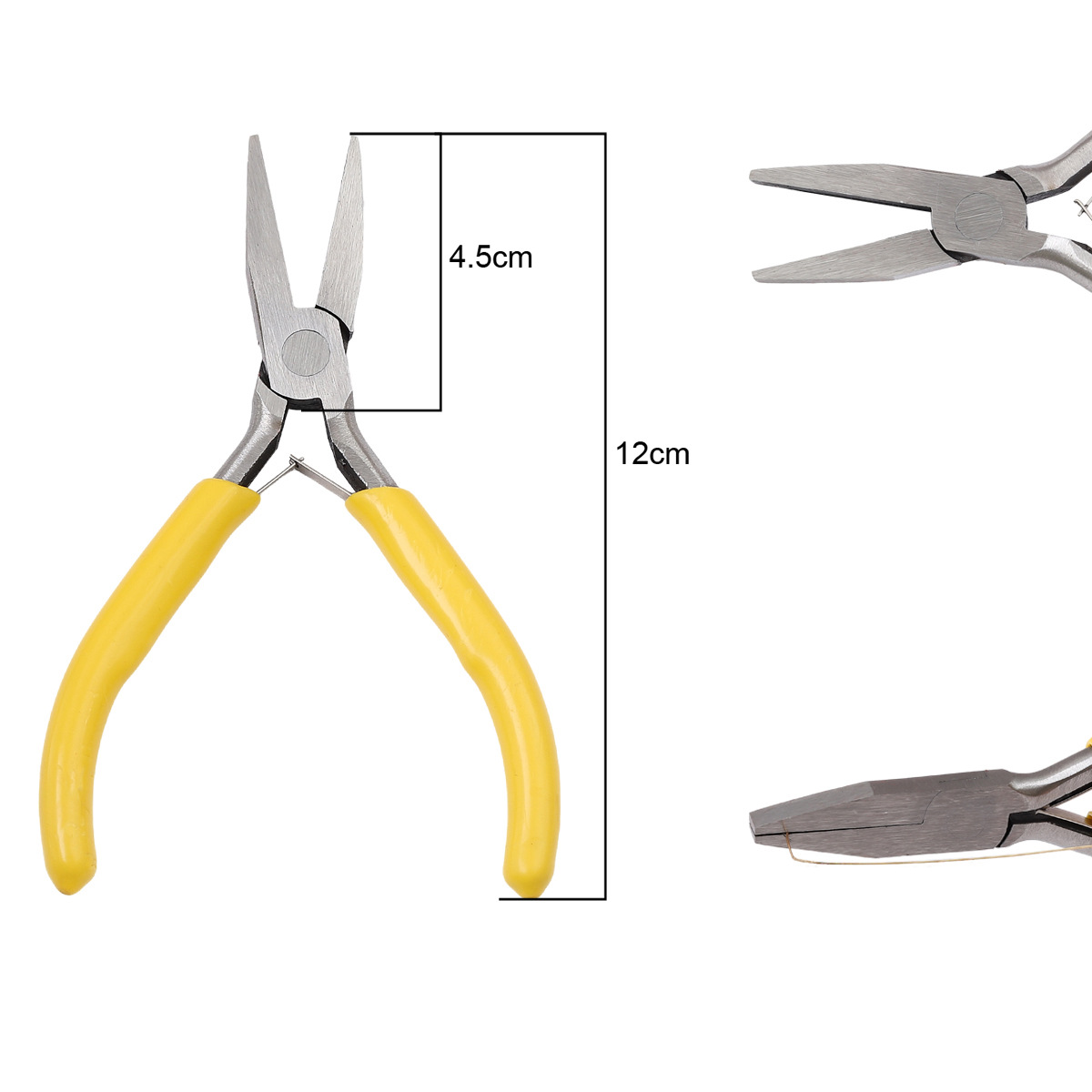 Yellow handle flat nose pliers (no teeth), length about 12cm, 1pc/pack