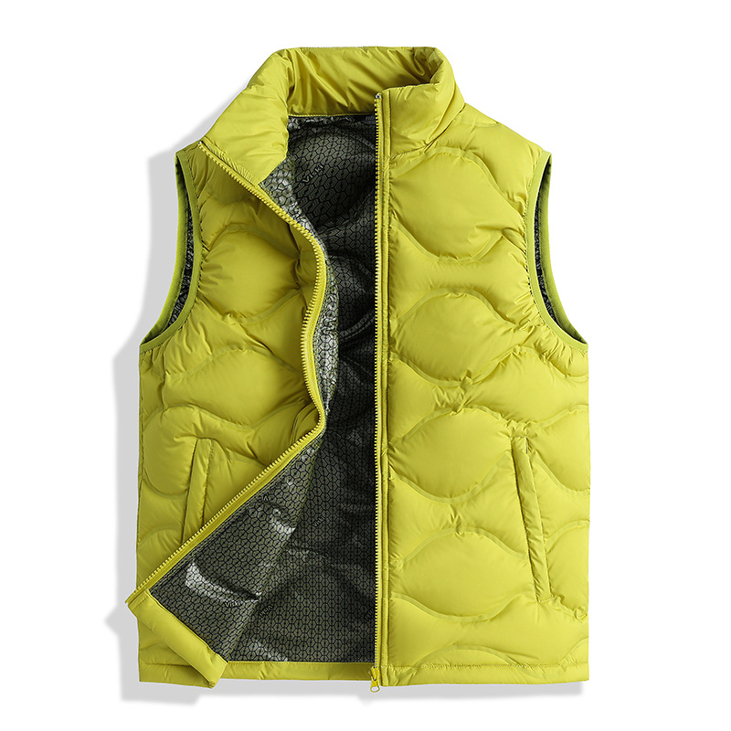 Chaleco de Plumas Ligero con Cuello Stand para Hombre de Poliéster Térmico para Uso Diario