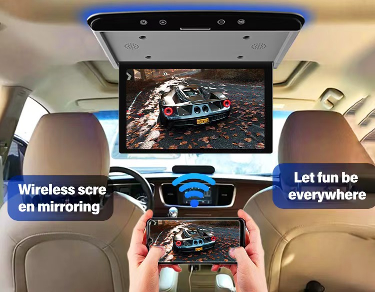 Cross-Border 15.6inch Inch Car Ceiling-Mounted Tv Monitor Android 13 System Ips USB Car Rear Entertainment