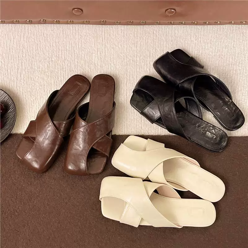 Женские тапочки Баотоу, лето 2025, новая модель, плоские, ленивые, сандалии-слипоны, большие размеры, простые, для улицы