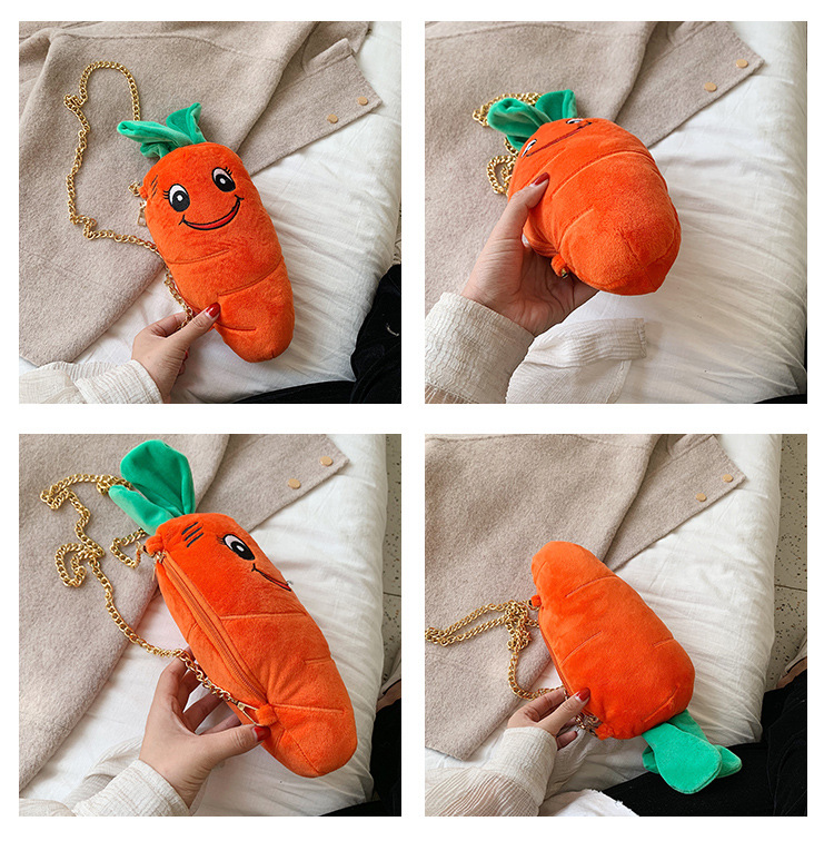 Cute Carrot Shoulder Messenger Plush Bag Wholesale Nihaojewelry display picture 3