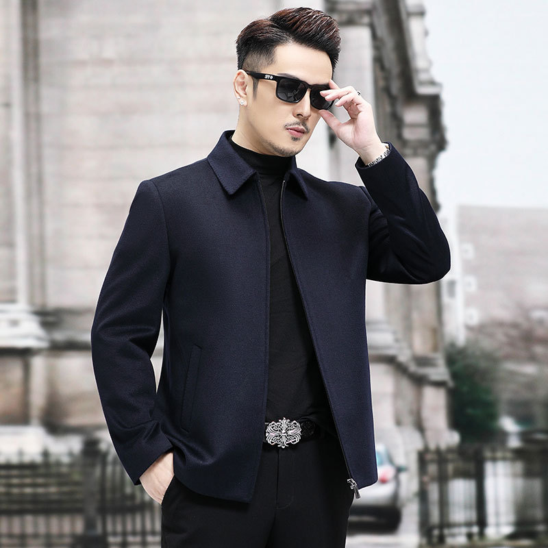 Men's New Autum Style 80% Sheep Wool 20% Cashmere Middle-Aged and Elderly Business Jacket Men's Wholesale Y88522